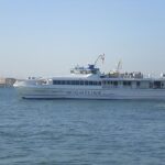 Wightlink foot passenger catamaran Wight Ryder II leaving Portsmouth, 2009 [Photo: Editor5807 - Own work]